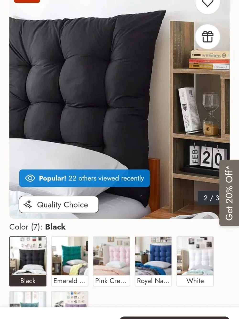 DormCo Black Tufted Pillow Headboard